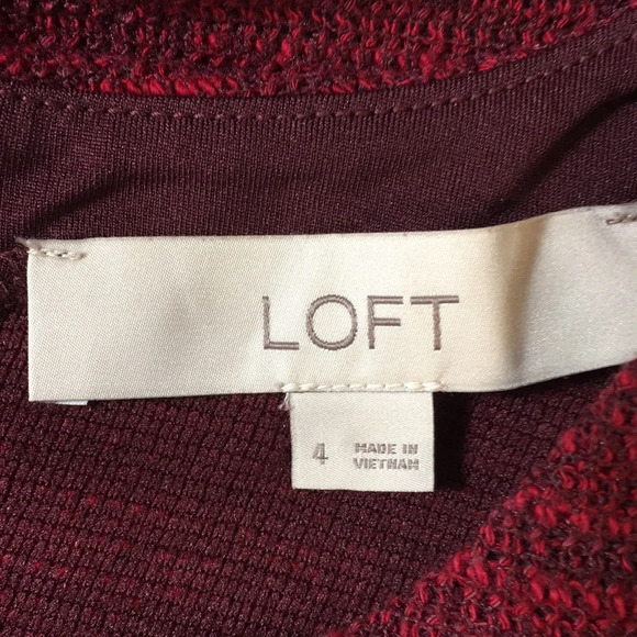 LOFT Red Knit Mini Sweater Dress Womens 4 Short Sleeve Tie Back Shift - Picture 8 of 11
